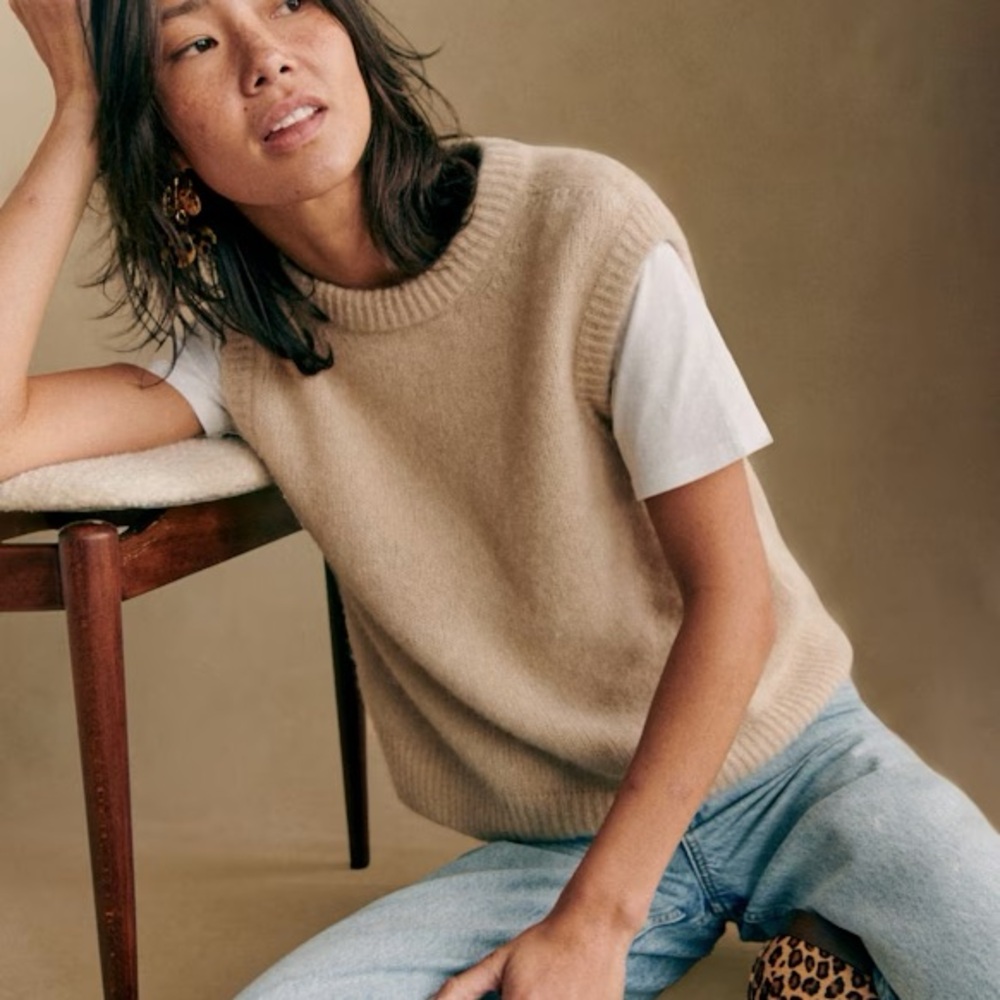 Sezane Samuel Jumper Vest in Vanille XS